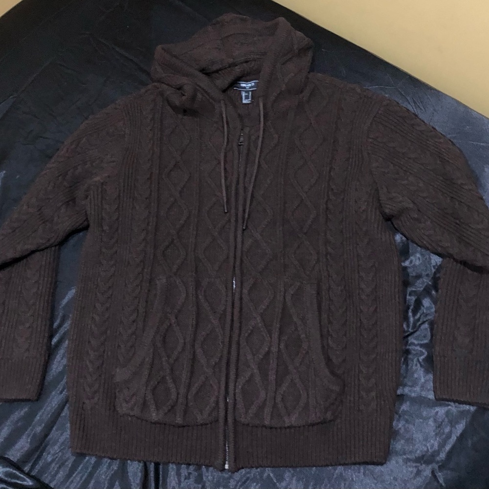 Men's Brown Cable Knit Sweater
